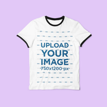 Mockup of a Ringer T-Shirt Placed on a Plain Color Surface 4390-el1