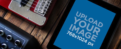 Mockup of an iPad in a Music Studio 