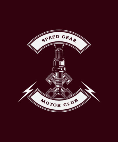T-Shirt Design Template for a Motor Club Featuring a Piston Graphic 1713b-el1
