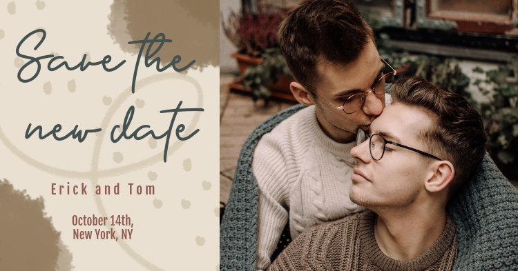 Facebook Post Template for Two Men Re-Scheduling Their Wedding