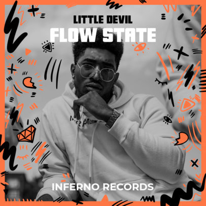 Doodled Album Cover Template with a Self-Portrait 2586i