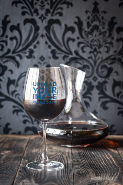 Mockup of a Wine Glass Next to a Decanter 36626-r-el2