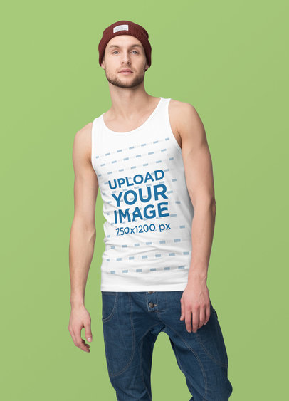 Tank Top Mockup of a Man with an Urban Look at a Studio