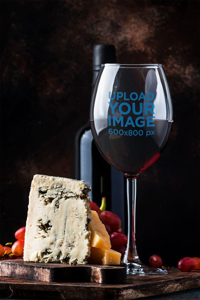Mockup of a Wine Glass Next to a Cheeseboard 36709-r-el2