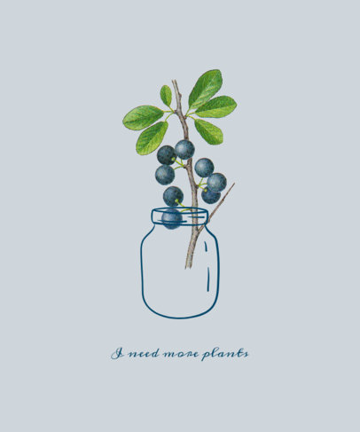 Vintage T-Shirt Design Template with an Illustration of a Plant