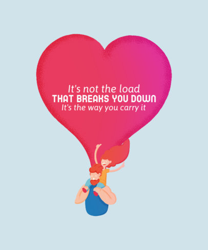 T-Shirt Design Template Featuring a Quote Inside a Heart Graphic