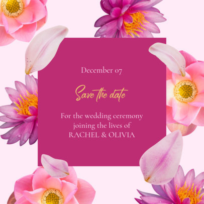 Floral Instagram Post Maker for an Online Wedding Date Announcement