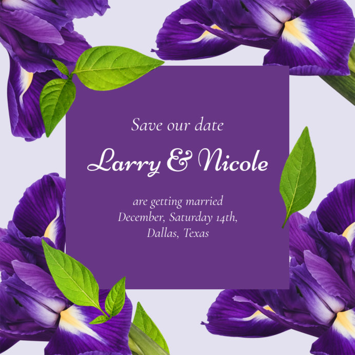 Wedding Instagram Post Generator Featuring Purple Flower Graphics