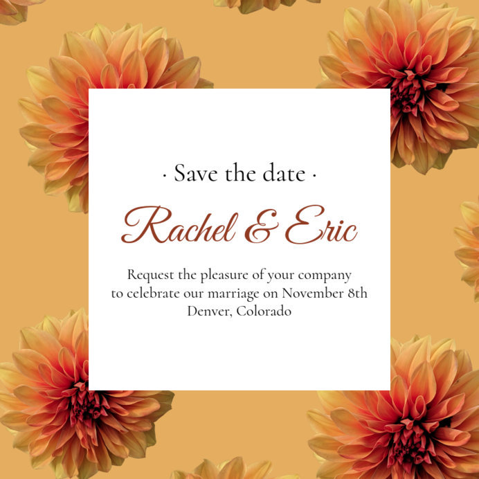 Instagram Post Template Featuring a Floral Wedding Invitation