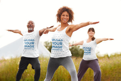 Tank Top Mockup of a Woman Doing Yoga Outdoors