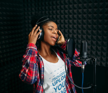 T-Shirt Mockup of a Singer at a Recording Studio 36939-r-el2