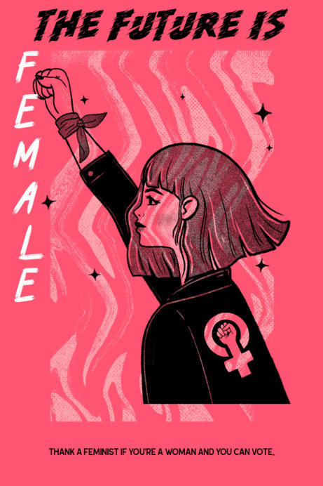 Placeit - Poster Design Maker Featuring a Feminist Girl Protesting