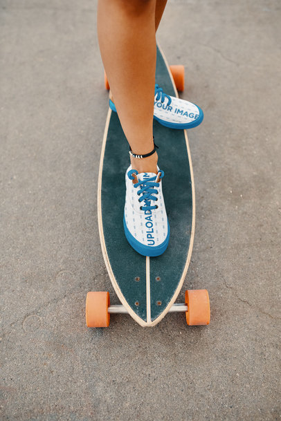 Sneakers Mockup of a Woman Riding a Longboard 36528-r-el2
