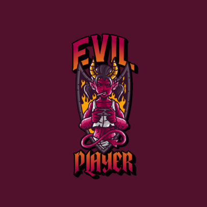 Horror Logo Template Featuring a Devilish Gamer Character 