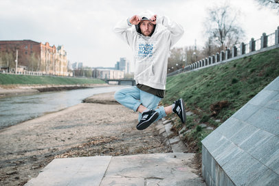 Hoodie Mockup Featuring a Break Dancer Jumping 36972-r-el2