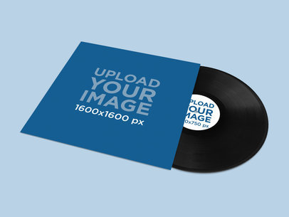 Vinyl Mockup Featuring a Colored Background 