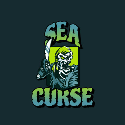 Gaming Logo Template Featuring a Pirate Skeleton with a Blade