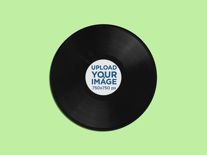 Minimal Mockup of a Vinyl Record Against a Plain Color Background 4538-el1