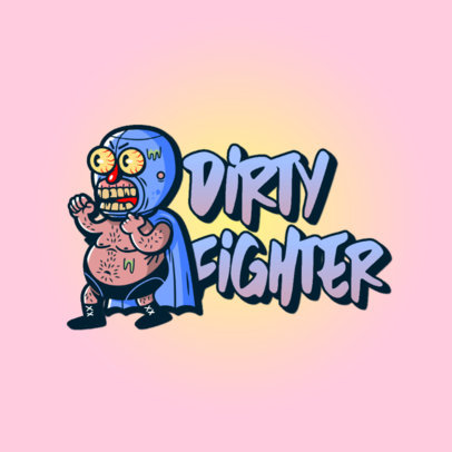 Logo Template for a Video Game Featuring a Fat Wrestler Cartoon 3329m