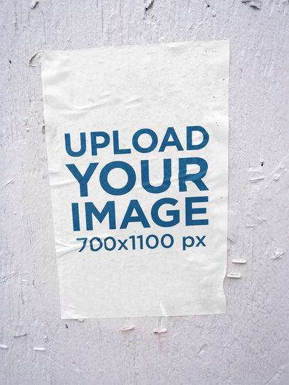 Mockup of a Poster Glued to a White Wall