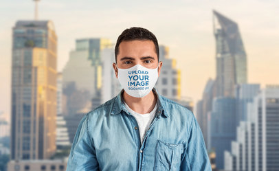 Mockup Featuring a Man Wearing a Face Mask 
