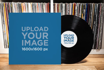 Mockup of a Vinyl Record and Its Cover 4530-el1