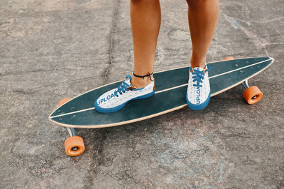 Sneakers Mockup Featuring a Woman Riding a Longboard 36536-r-el2