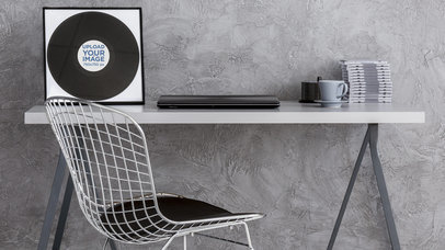 Vinyl Record Mockup Featuring a Modern Work Desk 36951-r-el2
