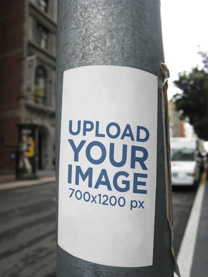 Mockup of a Poster Glued to a Pole