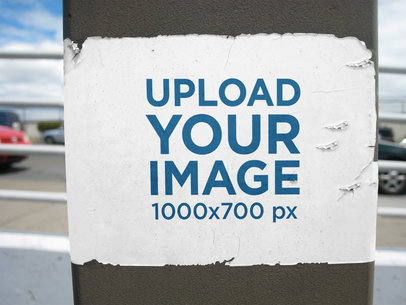 Mockup of a Horizontal Poster Glued to a Surface