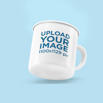 12 oz Enamel Mug Mockup With a Customizable Background 
