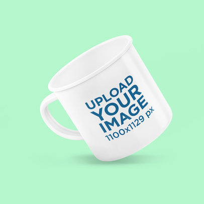 Mockup Featuring an Enamel Mug Floating Against a Colored Backdrop 4498-el1