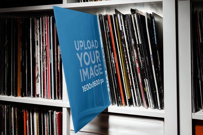 Mockup of an Album Cover Just Out of a Shelf 4532-el1