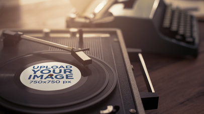 Mockup of a Small Vinyl on a Turntable 36908-r-el2