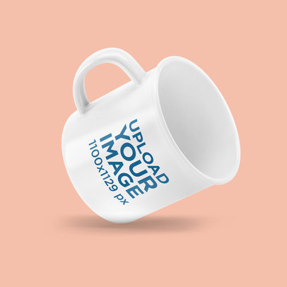 12 oz Enamel Mug Mockup Featuring a Colored Backdrop 