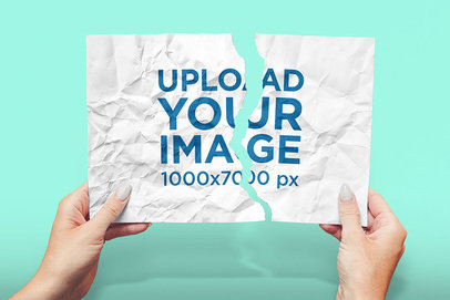 Mockup of a Torn Horizontal Flyer