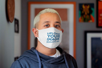 Mockup of a Man Using a Face Mask at Home 4567-el1