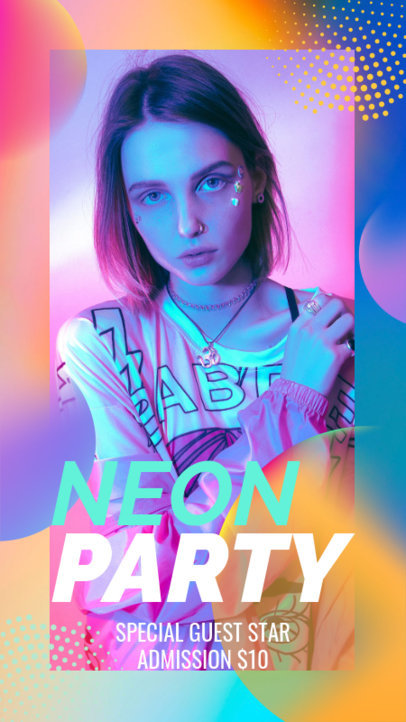Instagram Story Creator to Promote a Neon Party with a Shimmering Effect 