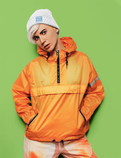 Beanie Mockup of a Woman with an Alternative Style