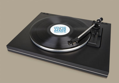 Mockup of a Vinyl Record on a Turntable 37197-r-el2