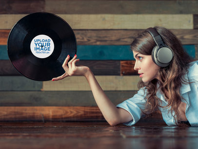 Vinyl Record Mockup Featuring a Woman Posing 36893-r-el2