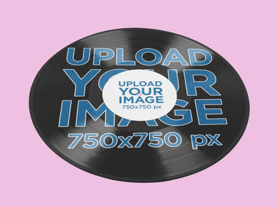 Mockup of a Vinyl Featuring a Customizable Background