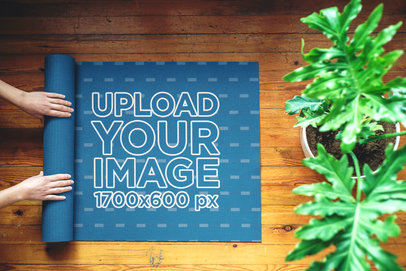 Yoga Mat Mockup Featuring Some Plants