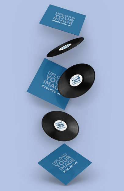 Mockup Featuring Several Vinyl Records Floating 4542-el1
