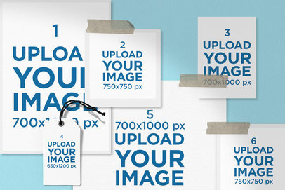 Moodboard Mockup Featuring a Polaroid Frame and a Brand Tag