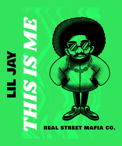 Powerful Hip Hop T-Shirt Design Template with a Cartoonish Graphic