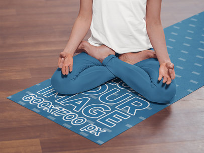 Yoga Mat Mockup Featuring a Woman Meditating