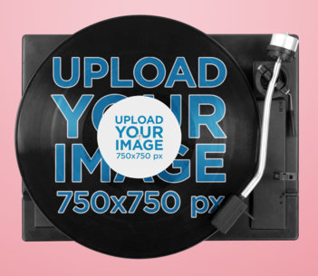 Mockup of a Vinyl Record on a Record Player 37196-r-el2