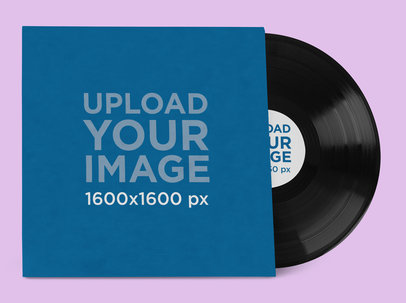 Mockup Featuring an LP Record and Its Cover Placed on a Colored Surface 37204-r-el2