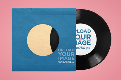 Vinyl Record Mockup With a Customizable Background 